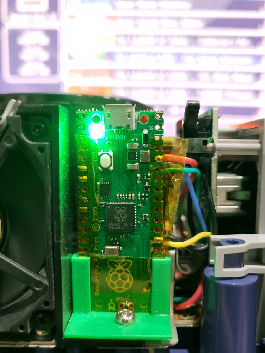 PicoBoot mod chip installed in a GameCube
